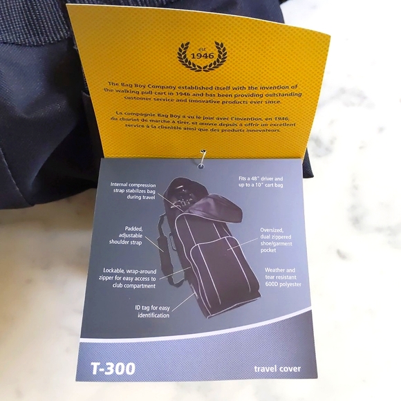 NWT. Bagboy T-300 Black/Silver Golf Bag/Travel Cover Bag.